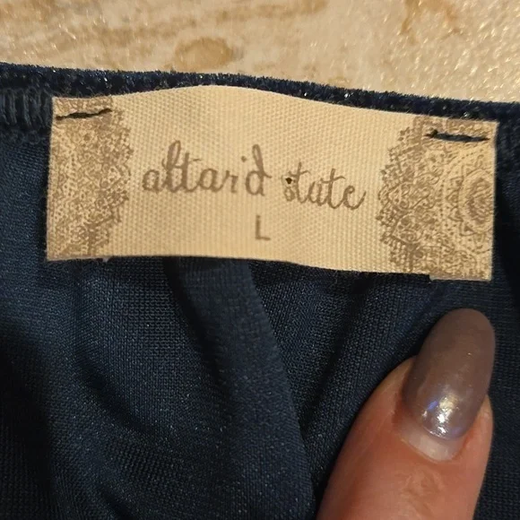 Altar'd State Holiday Dark Green Shimmery Velvet Midi Dress - Picture 5 of 10